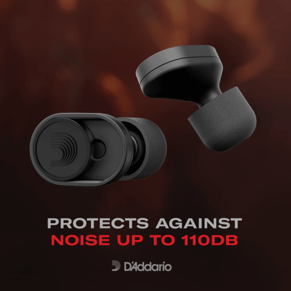Detailaufnahme der D'Addario DBud Premium Gehörschutz Protects against noises up to 110 DB