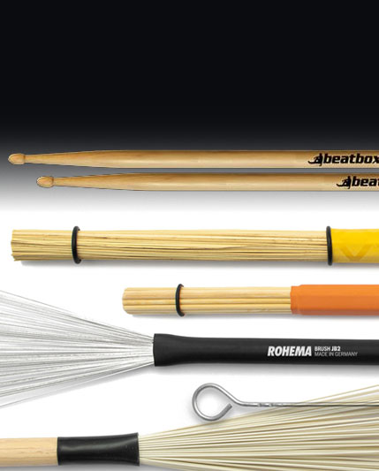 Zusammenstellung verschiedener Sticks. Sticks, Rods und Brushes