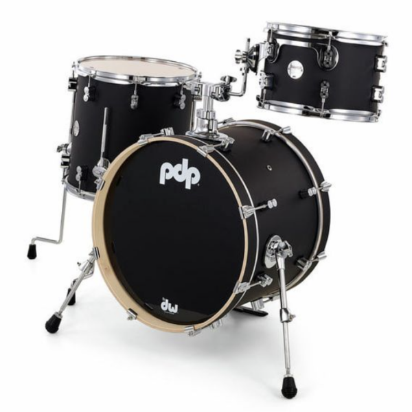 Schlagzeug PDP Concept Maple Bop in Satin Black mit 18" Bass Drum, 12" Tom Tom und 14" Floor Tom