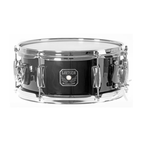 Gretsch Blackhawk Mighty Mini Snare Drum 12"x5,5" in Schwarz mit kompaktem Kessel und klassischem Gretsch Design. Logo im Fokus