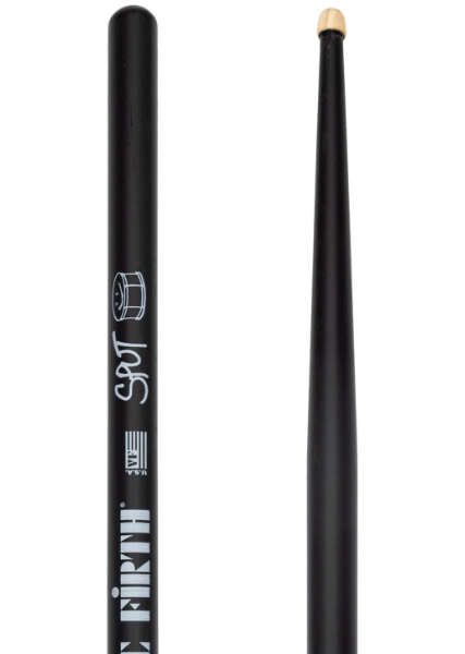 Vic Firth Signature Drumstick von Robert 'Sput' Searight schwarz lackiert Tip und Back im Fokus